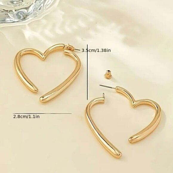 Two Piece Heart Hoop Earrings #1248 - Picture 3 of 7